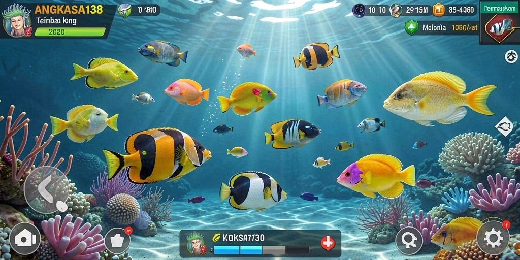 Gameplay seru Tembak Ikan di ANGKASA138 dengan berbagai jenis ikan.