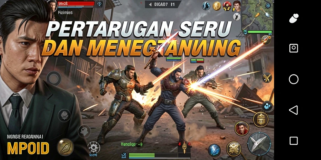 Tangkapan layar gameplay MPOID menunjukkan pertarungan sengit antara karakter karakter yang kuat.