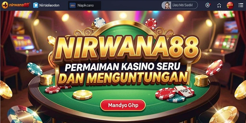Tampilan gameplay seru di NIRWANA88 dengan grafis kasino yang menawan.