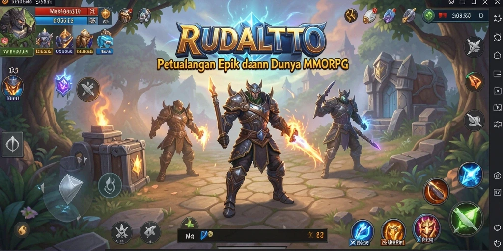 Screenshot gameplay RUDALTOTO yang menampilkan pertarungan epik dalam dunia MMORPG.