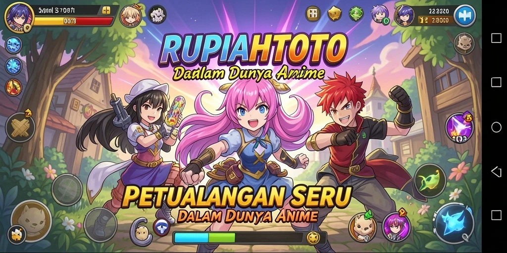Tampilan gameplay RUPIAHTOTO yang penuh aksi dan karakter anime.